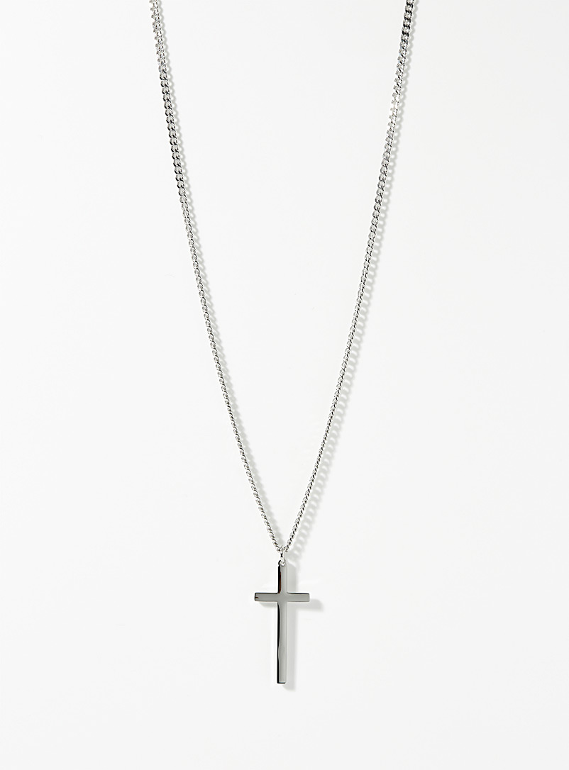 Le 31 Silver Oversized cross curb-link chain for men