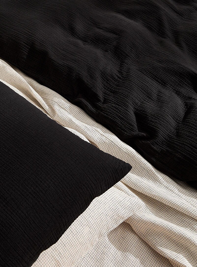 Simons Maison Black Organic cotton gauze duvet cover set