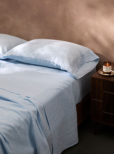 Simons Maison: Les taies d'oreiller pur lin europ&eacute;en Ensemble de 2 Bleu p&acirc;le - Bleu ciel