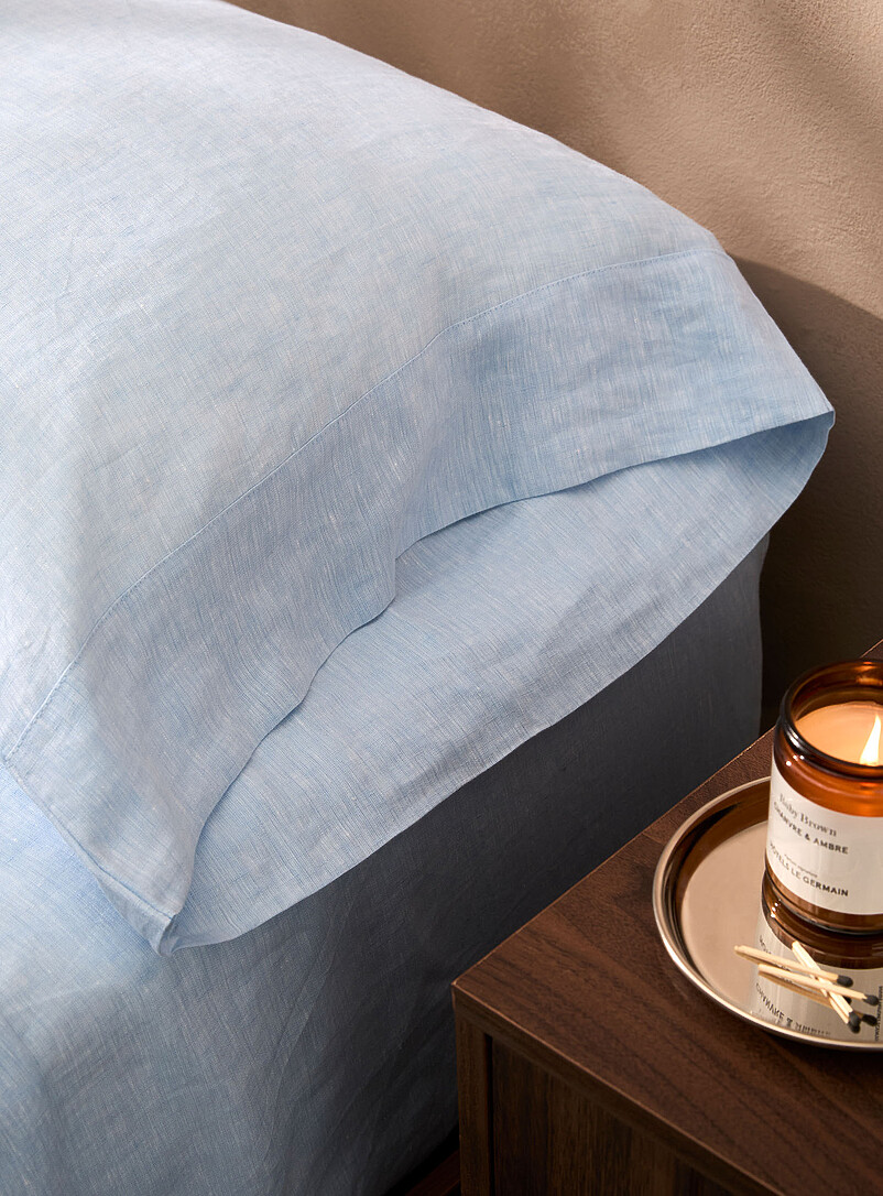 Simons Maison: Les taies d'oreiller pur lin europ&eacute;en Ensemble de 2 Bleu p&acirc;le - Bleu ciel