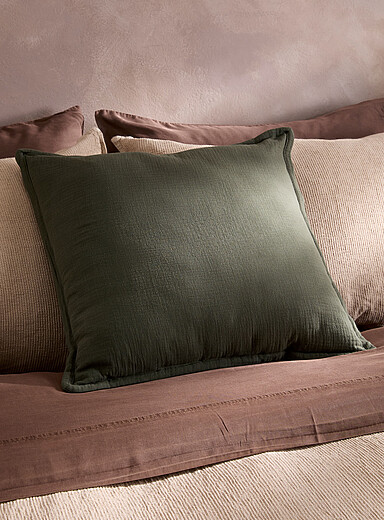 Simons Maison: Le coussin d&eacute;houssable gaze de coton biologique 50 x 50 cm Jaune ma&iuml;s - Vanille