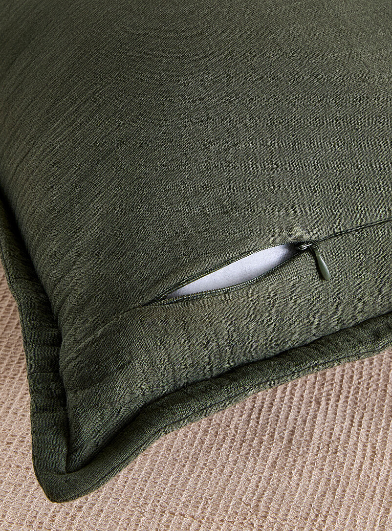 Simons Maison: Le coussin d&eacute;houssable gaze de coton biologique 50 x 50 cm Jaune ma&iuml;s - Vanille