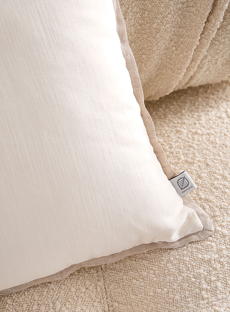 Simons Maison Off White Contrasting trim velvet removable-cover cushion 45 x 45 cm