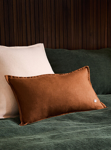 Rectangular pure linen removable cover cushion 30 x 50 cm