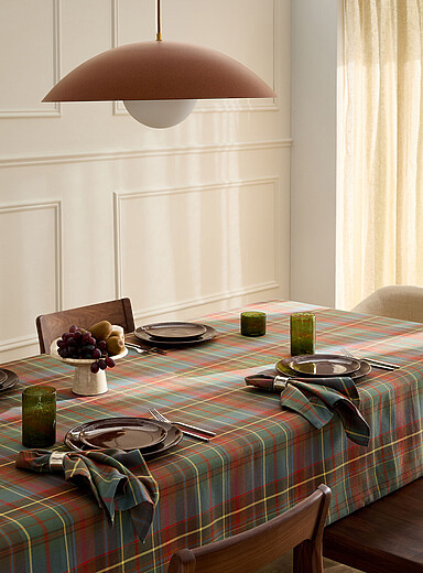 Simons Maison: La nappe tartan nuances automnales Vert &agrave; motifs