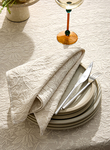 Tone-on-tone floral scroll jacquard towel