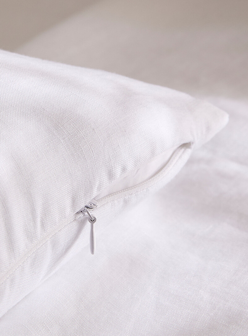 Simons Maison Pine/Bottle Green Solid pure linen removable-cover cushion Feather fill 30 x 90 cm