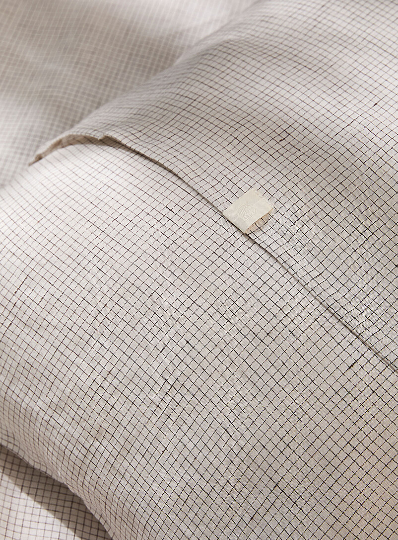Simons Maison Fine brown check Patterned pure European linen pillow sham See available sizes