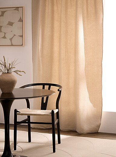 Le rideau uni texture brute coton et lin <b>Un panneau</b> 140 x 220 cm