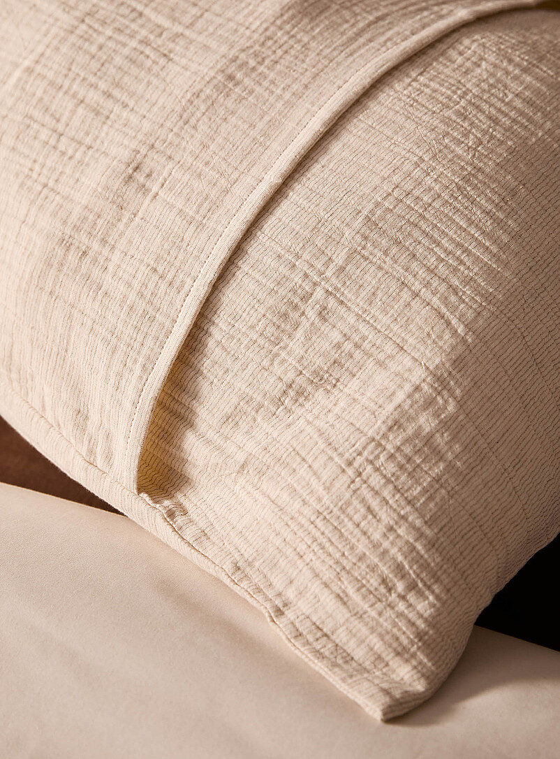 Simons Maison Ecru/Linen Delicate stripes organic cotton gauze body pillow sham