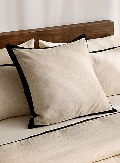 Pure European linen contrasting trim pillow sham See available sizes