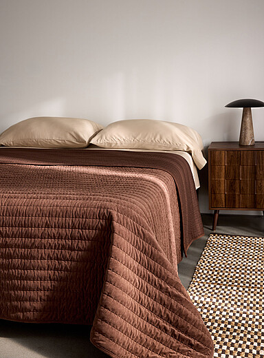 Brown velvety quilted blanket