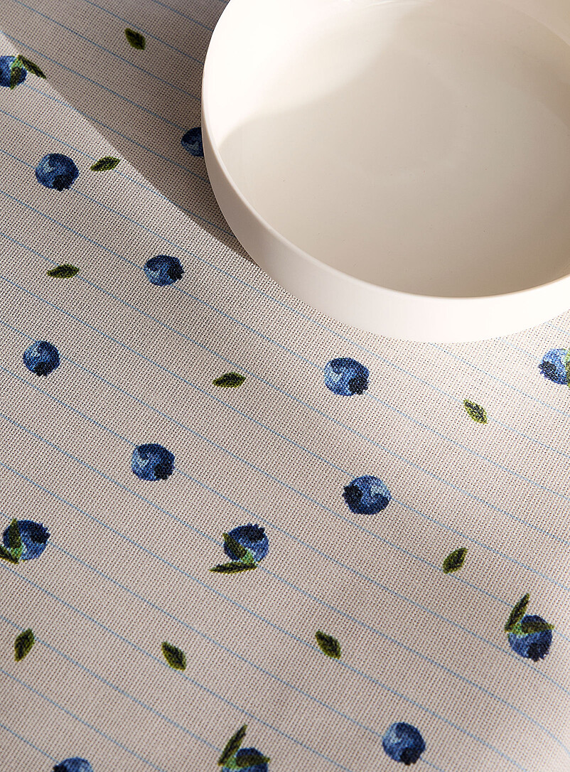 Simons Maison: La nappe enduite saison des bleuets &Eacute;cru &agrave; motifs