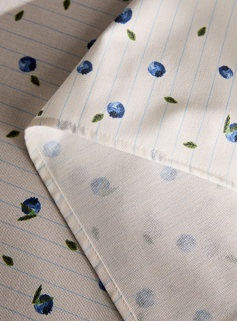 Simons Maison: La nappe enduite saison des bleuets &Eacute;cru &agrave; motifs