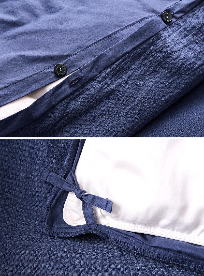 Indigo linen and organic cotton duvet cover set product image 3
