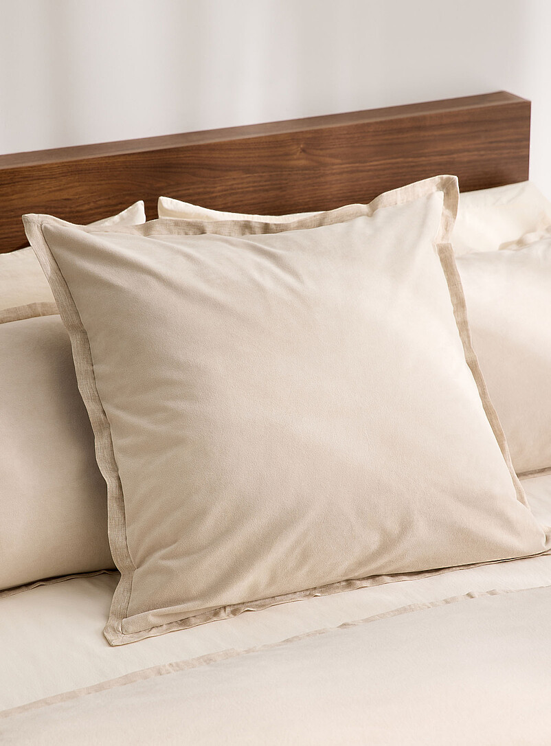 Linen trim velvety ecru euro pillowcase product image (primary)