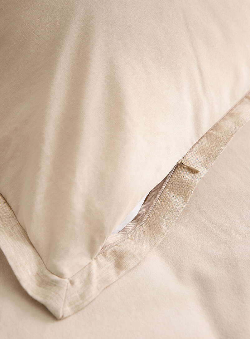 Linen trim velvety ecru euro pillowcase product image 2