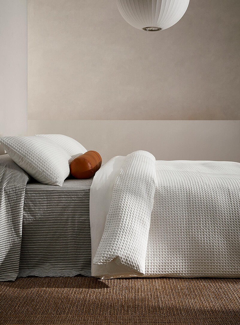 Waffled organic cotton duvet cover set product image (primary)