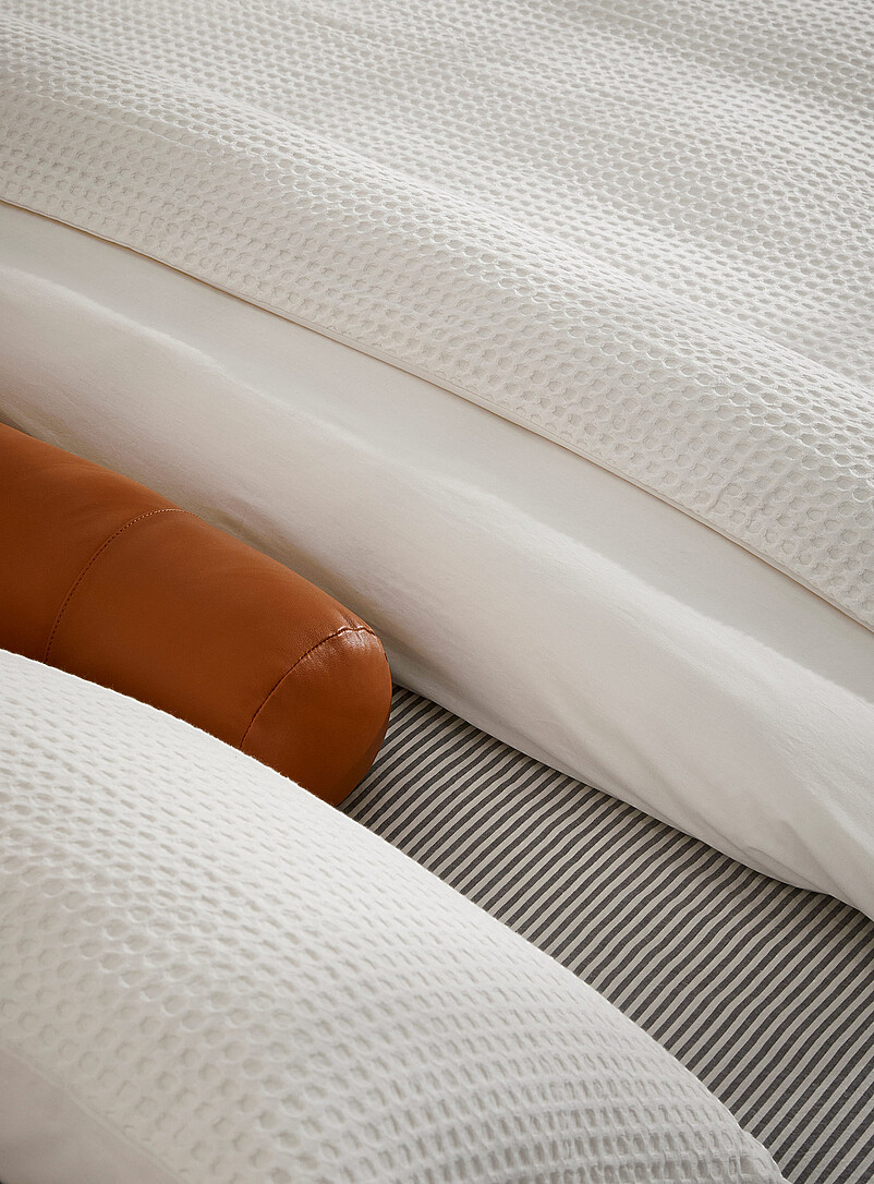 Waffled organic cotton duvet cover set product image 2