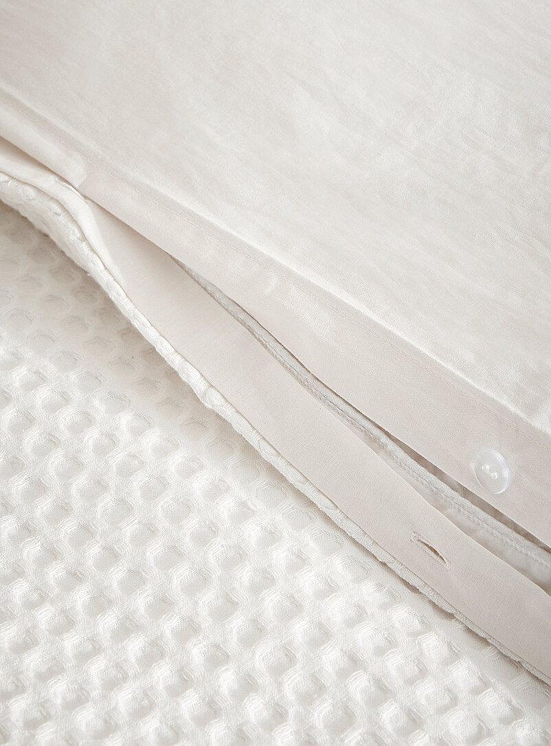 Waffled organic cotton duvet cover set product image 3