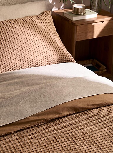 Waffled organic cotton duvet cover set product image 3