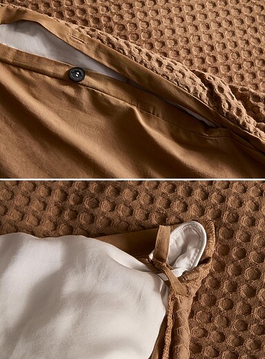 Waffled organic cotton duvet cover set product image 4