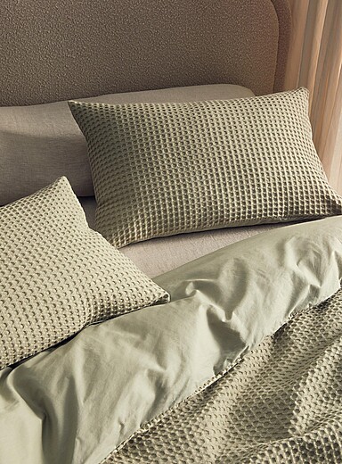 Waffled organic cotton duvet cover set