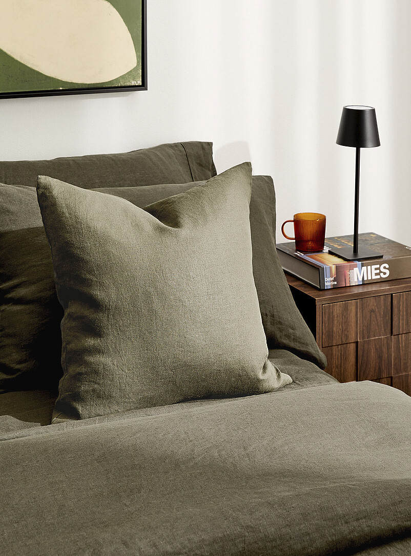 Solid pure linen removable-cover cushion Feather fill 50 x 50 cm product image (primary)