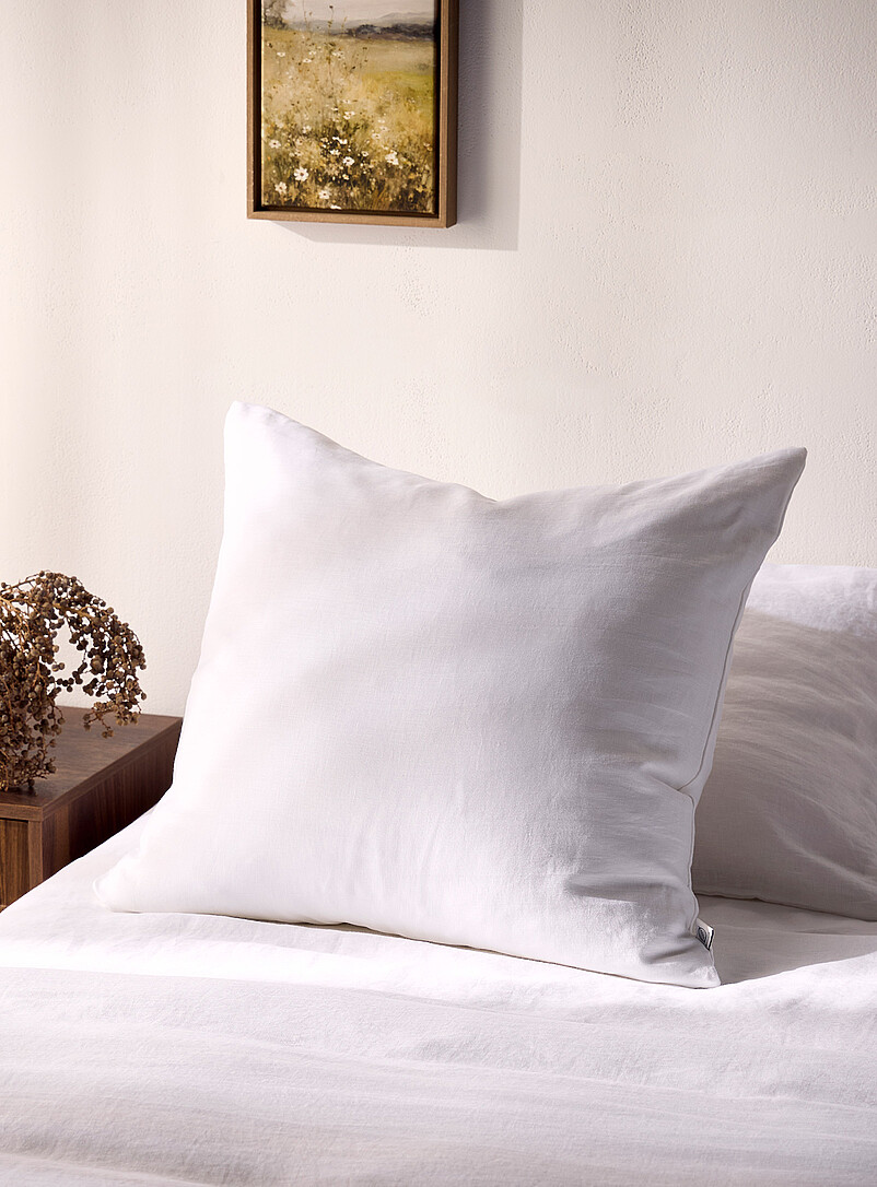 Solid Pure Linen Removable-Cover Cushion Feather Fill 65 X 65 Cm