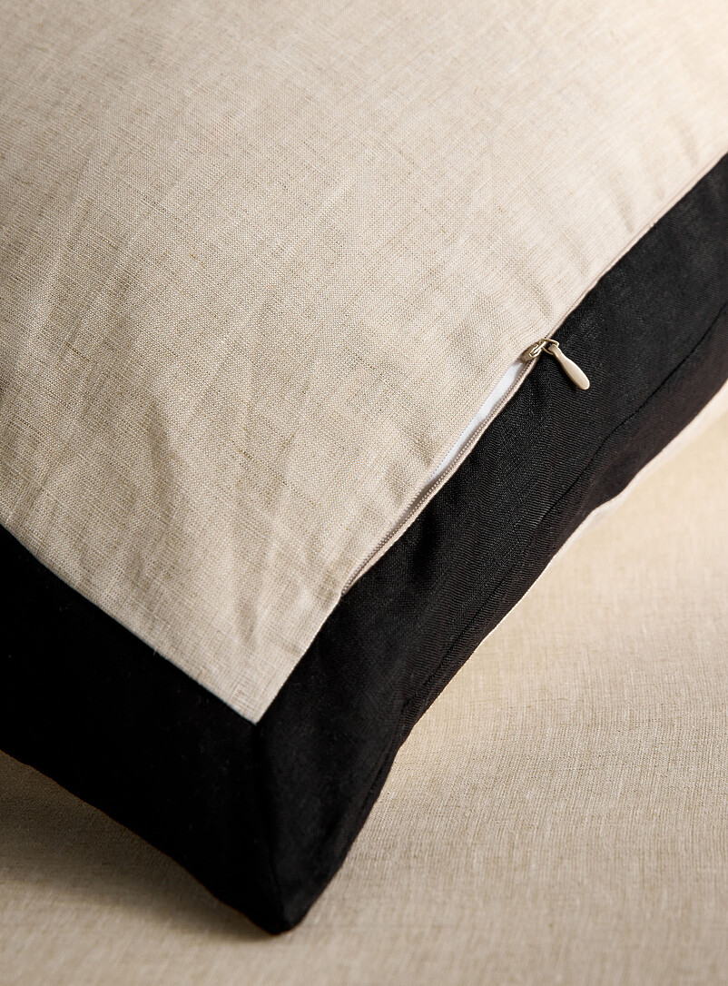 Pure European linen contrasting trim pillow sham See available sizes product image 2