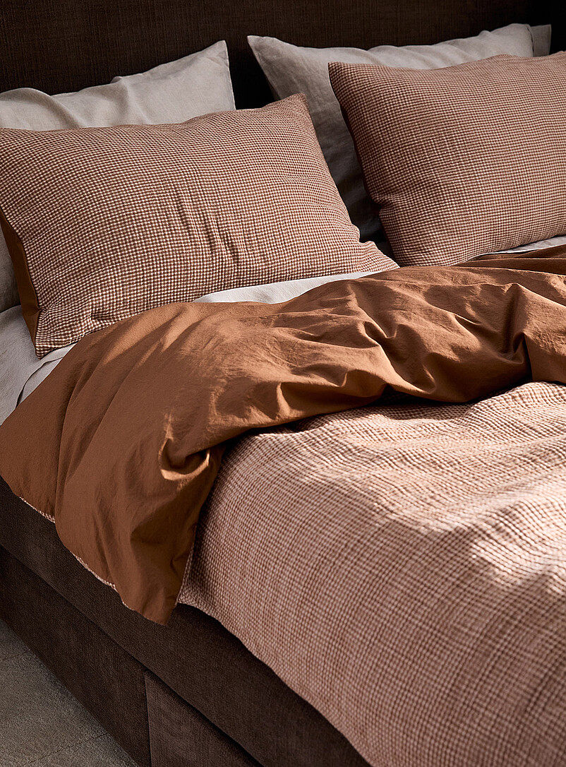 Organic cotton gauze checkers duvet cover set product image 2