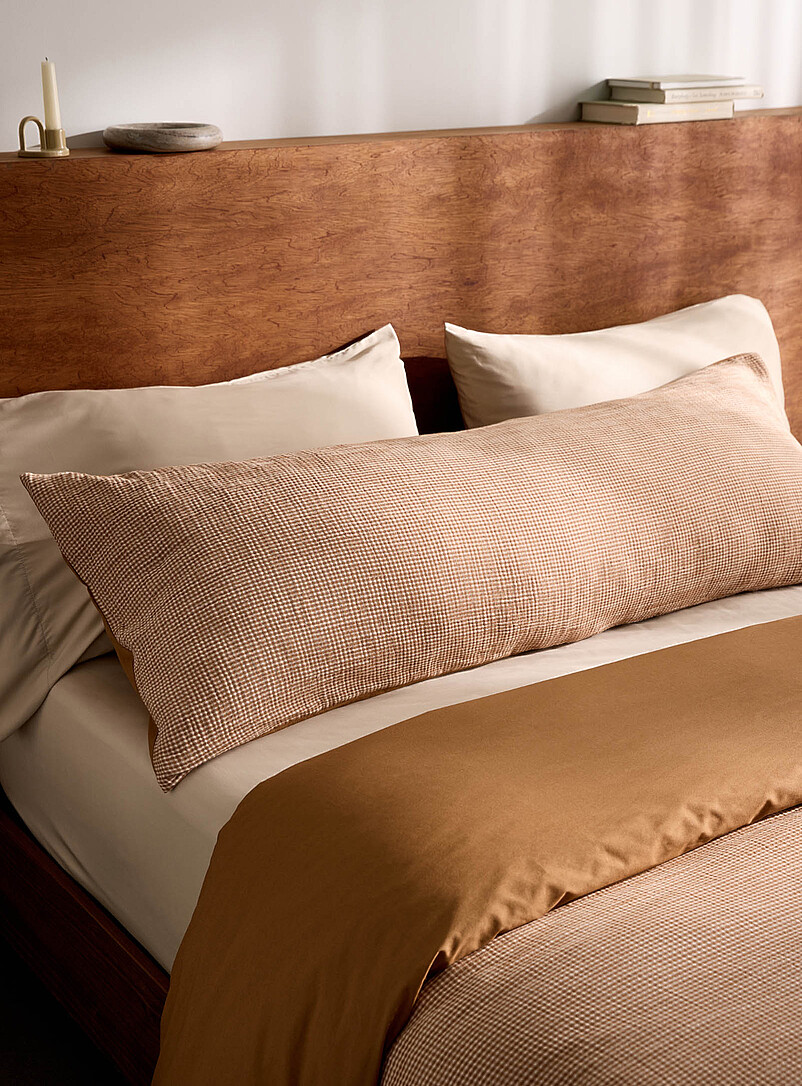 Checkered organic cotton gauze body pillow sham product image (primary)