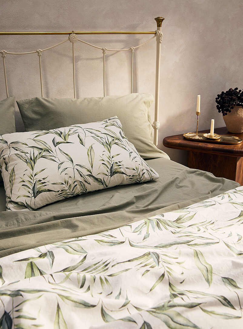 Bamboo leaves slub cotton duvet cover set product image 2