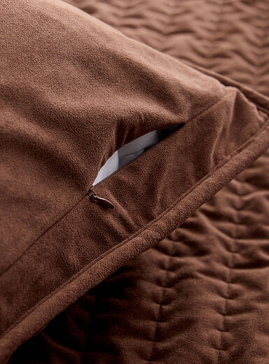 Velvety brown quilted euro pillow sham