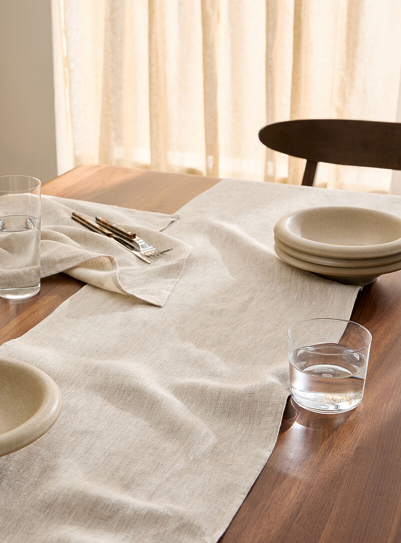 Natural pure linen table runner product image (primary)