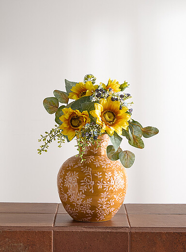 Artificial sunflower and baby's-breath bouquet
