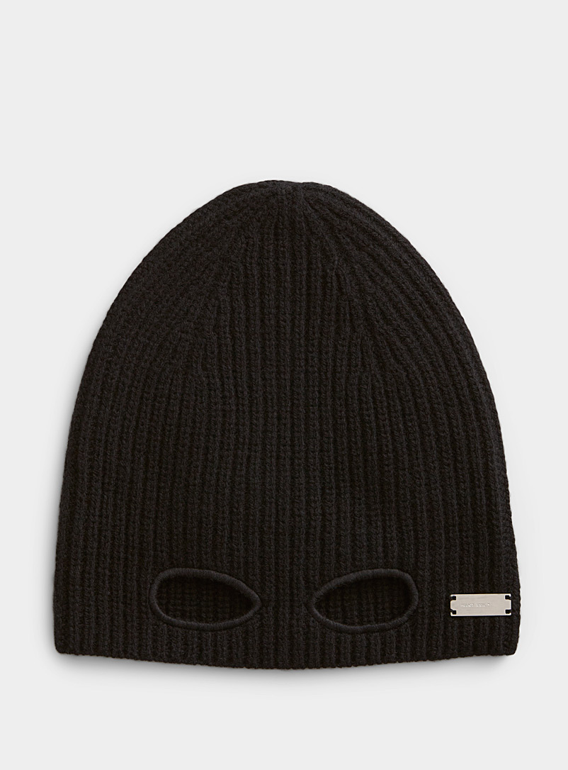 Heliot Emil Black Relief eye opening ribbed tuque for men