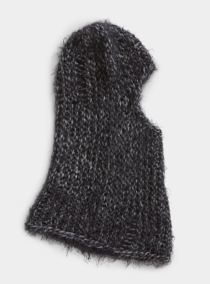 Heliot Emil Black Arise heathered knit balaclava for men