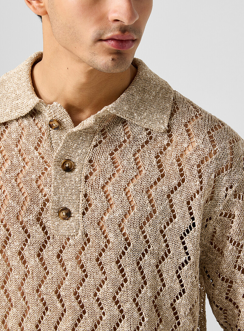 Openwork knit polo collar sweater | Cmmn Swdn | | Simons