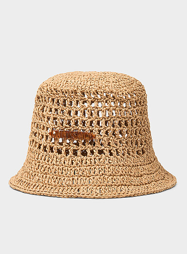 Raffia crocheted bucket hat