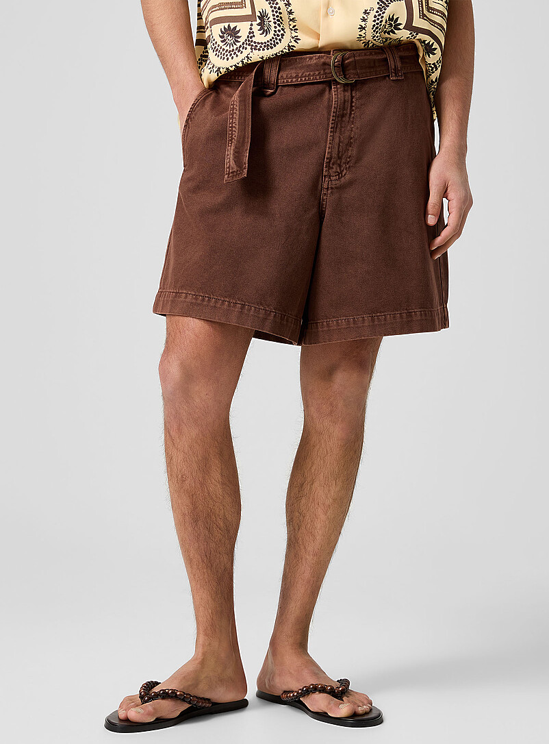 Belted brown denim short product image 2