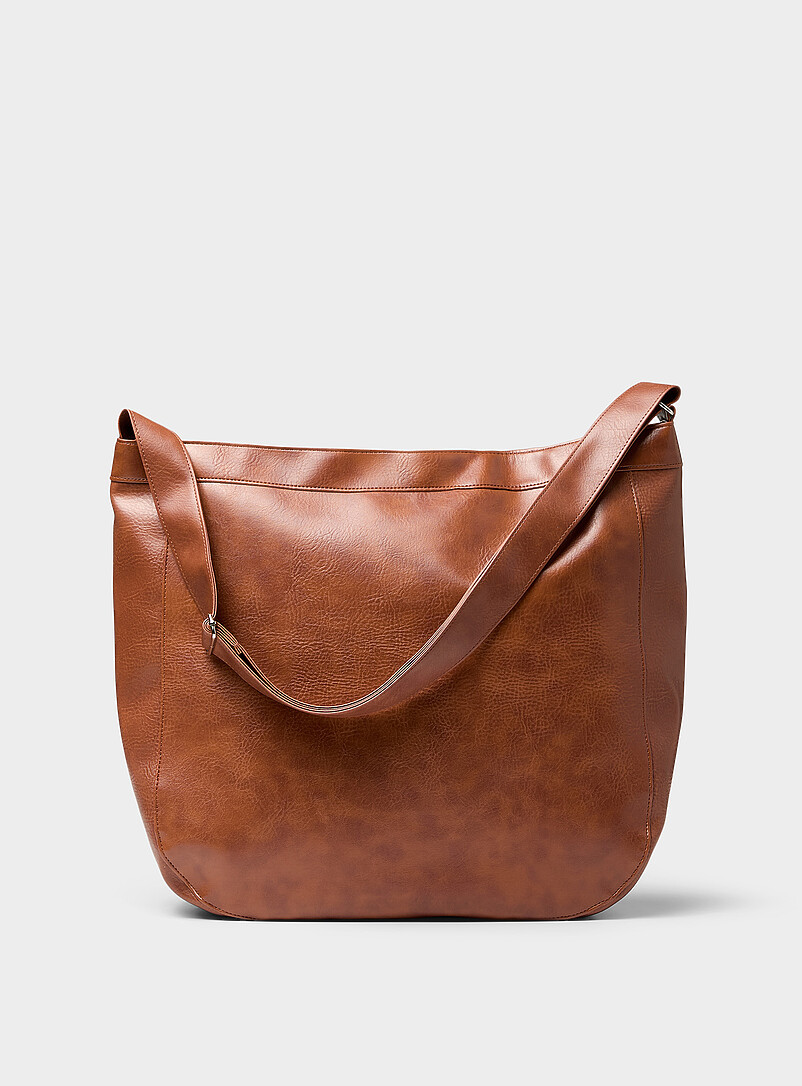 Pebbled Faux Leather Large Crossbody Bag
