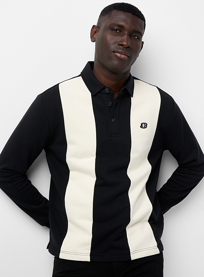 Ben Sherman Patterned black Polo-collar retro sweatshirt for men
