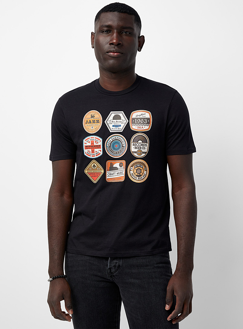 Ben Sherman Black Souvenir patch T-shirt for men