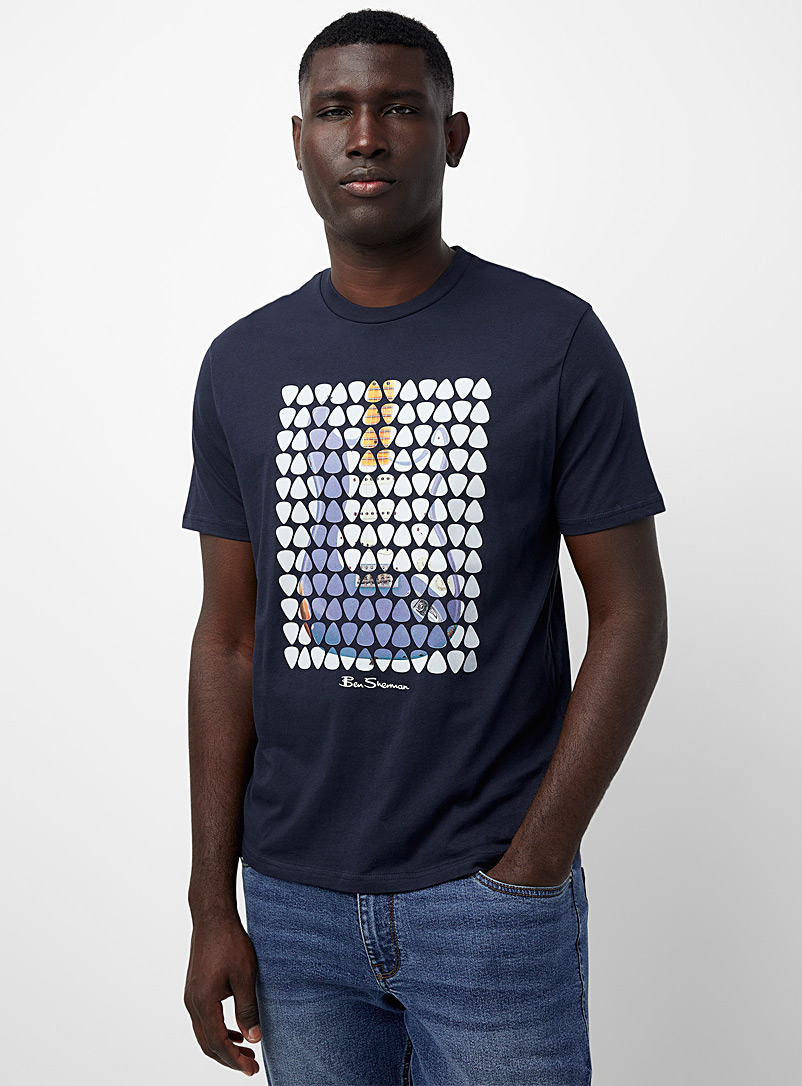 Ben Sherman Dark Blue Mosaic guitar T-shirt for men