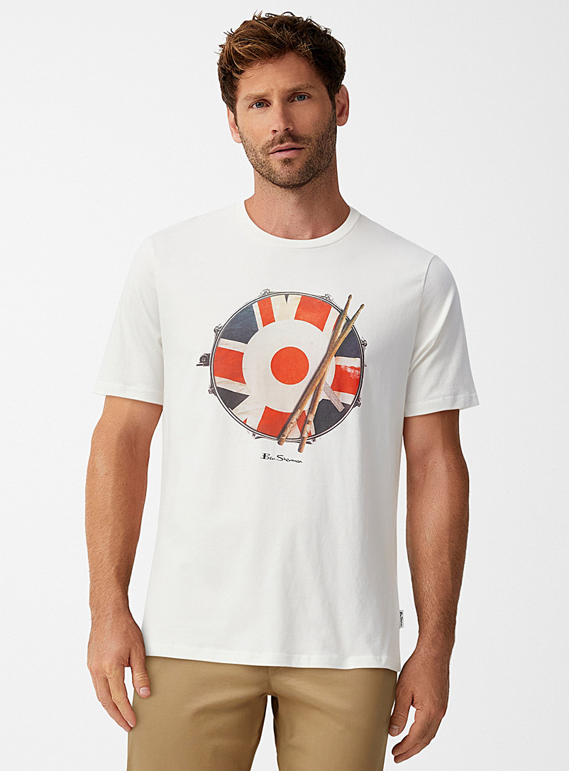 Ben Sherman White British drum T-shirt for men