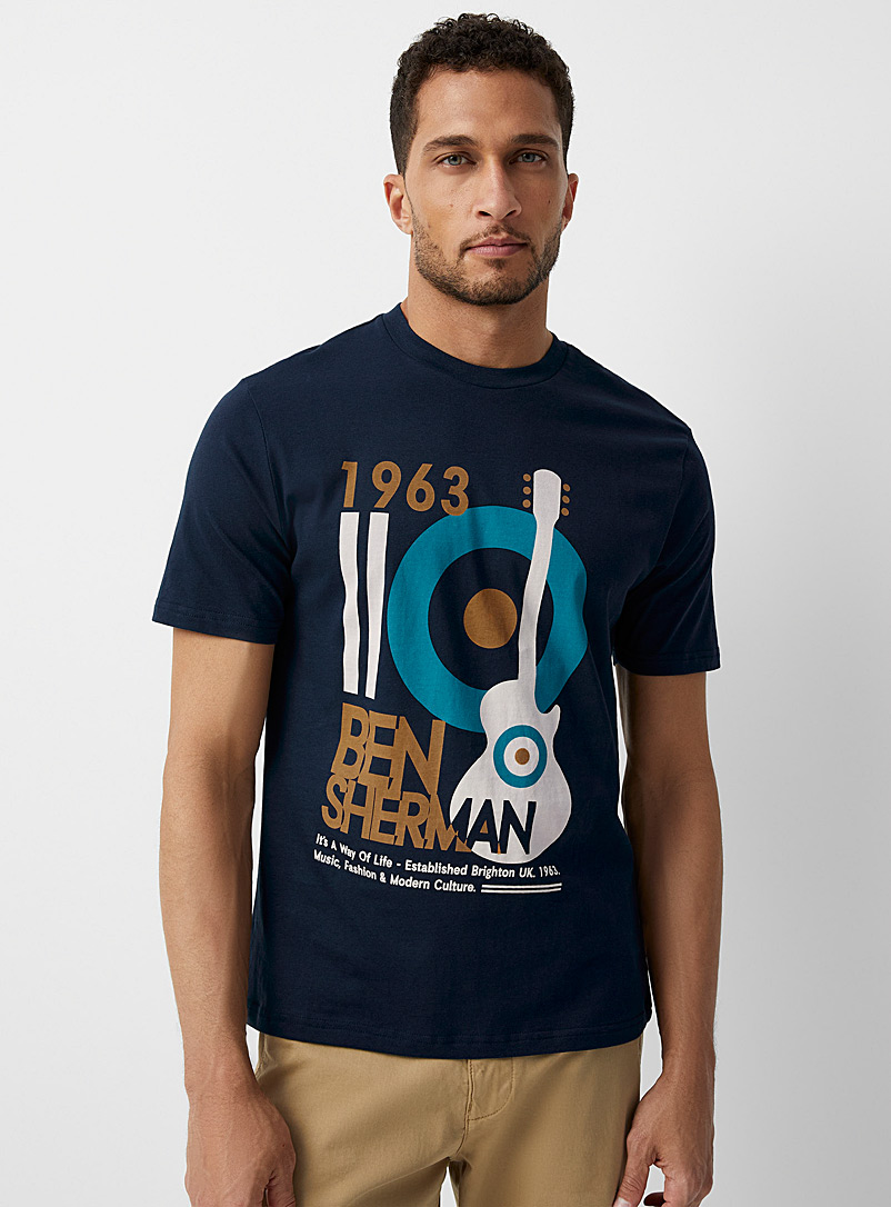 Ben Sherman: Le t-shirt musique 1963 Bleu marine - Bleu nuit pour homme