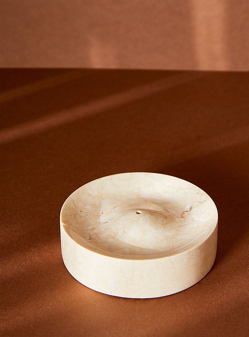 BINU BINU Cream Beige Marble incense holder for men