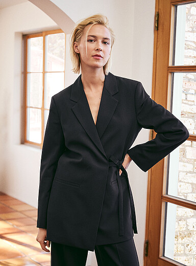 Wrap-front wool blazer