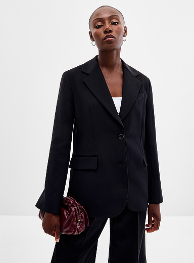 Contemporaine Black Relaxed rich viscose blazer <b>Made in Portugal</b> for women